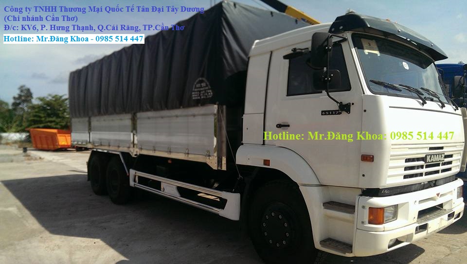 Xe tải Trên 10 tấn 2015 - Bán tải thùng Kamaz mui bạt, 14 tấn, 3 chân, 2 cầu sau, nhập khẩu 