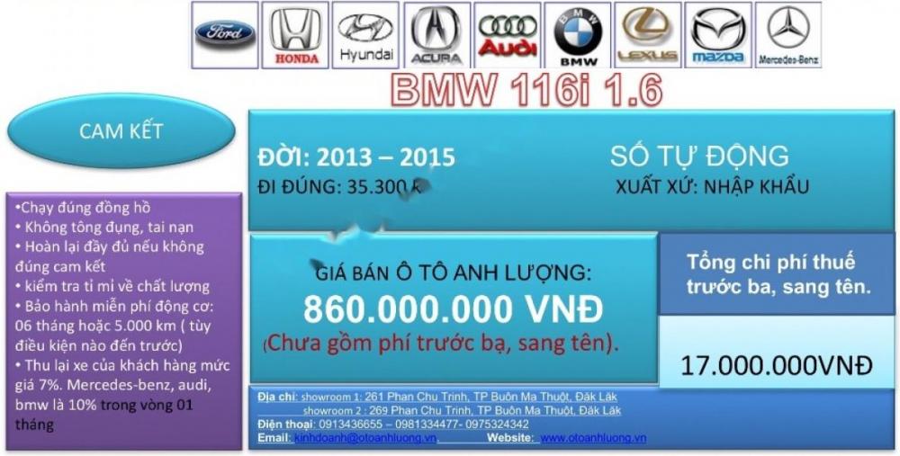 BMW 1 Series 116i  2013 - Cần bán lại xe BMW 1 Series đời 2013, nhập khẩu nguyên chiếc