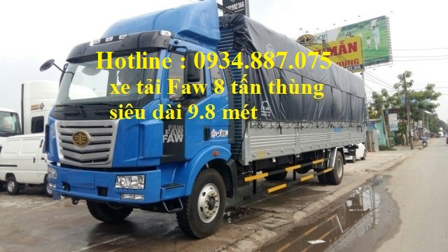 Howo La Dalat 2017 - Bán xe tải Faw 8 tấn (8T) thùng siêu dài 9.8 mét chở hàng cồng kềnh