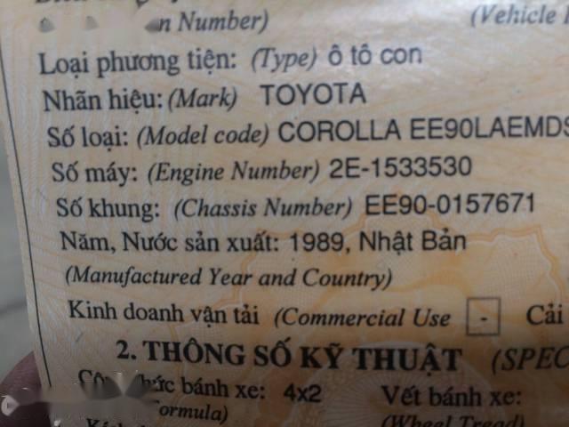 Toyota Corolla altis 1989 - Cần bán lại xe Toyota Corolla altis đời 1989, màu trắng