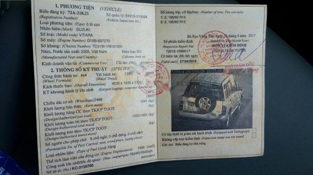 Suzuki Vitara 2005 - Bán Suzuki Vitara sản xuất năm 2005, nhập khẩu nguyên chiếc số sàn