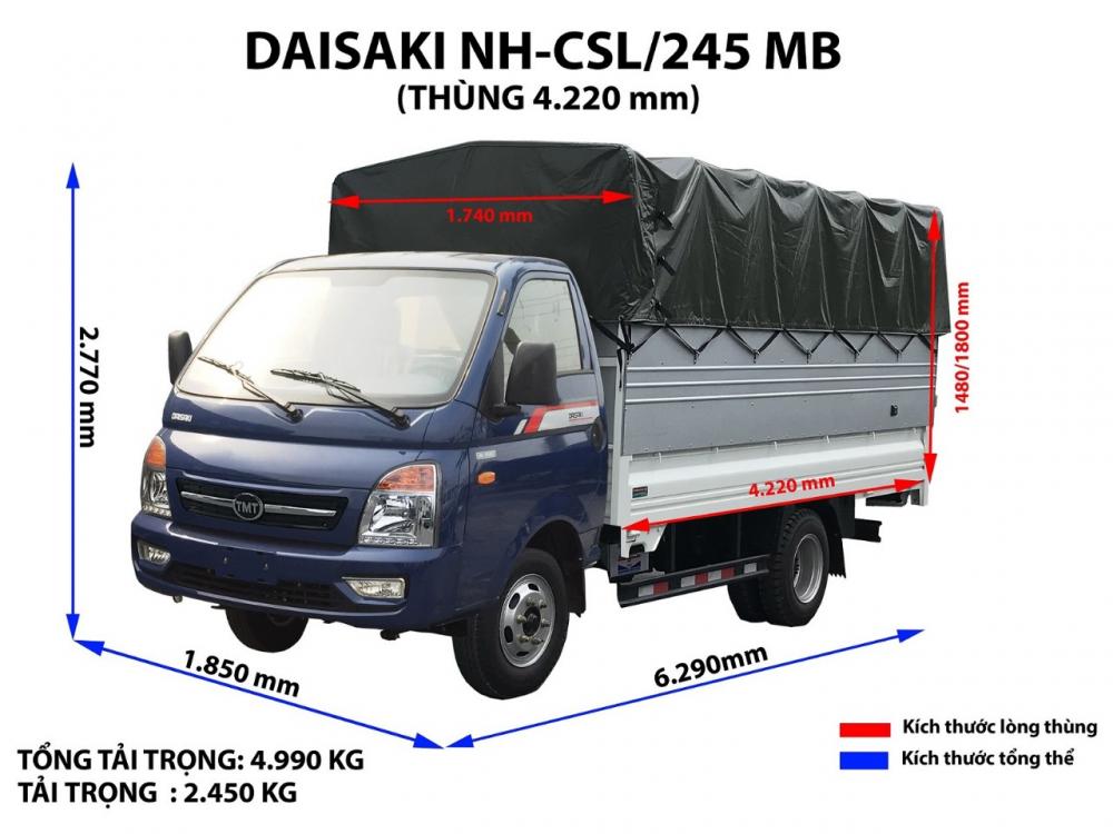 Xe tải 1,5 tấn - dưới 2,5 tấn 2018 - Bán xe tải DaiSaKi 2T45 động cơ Isuzu, hỗ trợ vay 80% giá trị xe