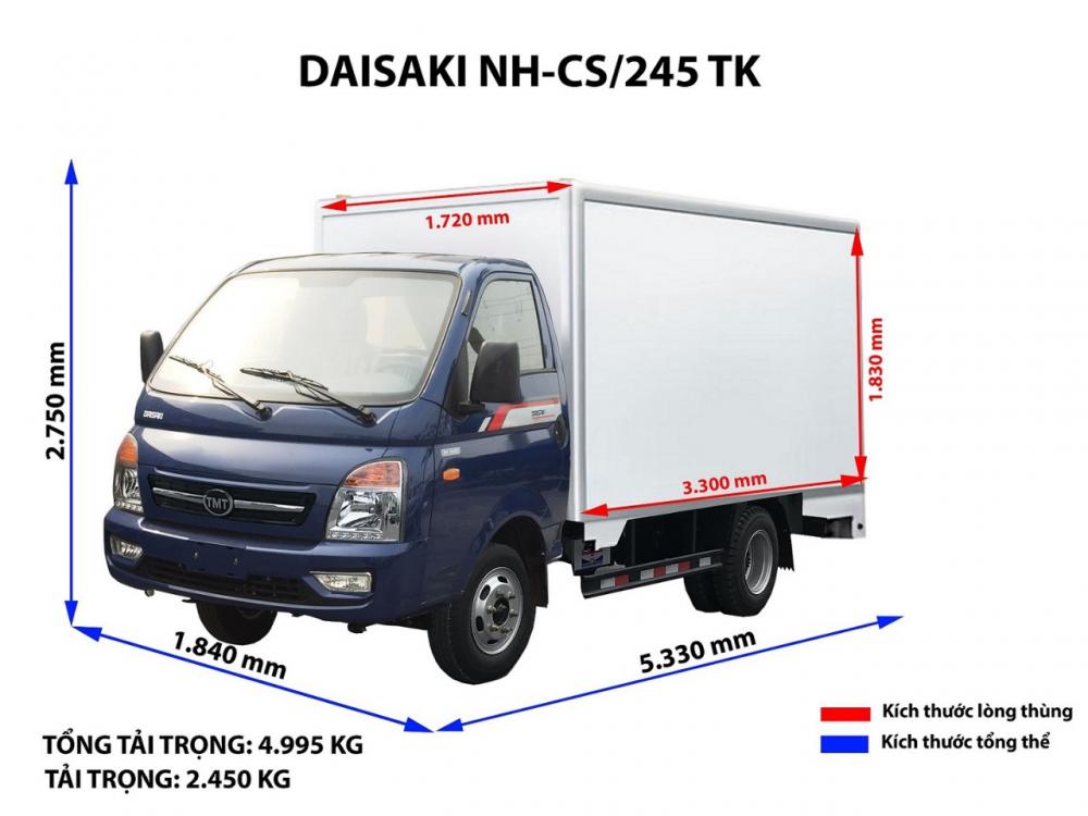 Xe tải 1,5 tấn - dưới 2,5 tấn 2018 - Bán xe tải DaiSaKi 2T45 động cơ Isuzu, hỗ trợ vay 80% giá trị xe
