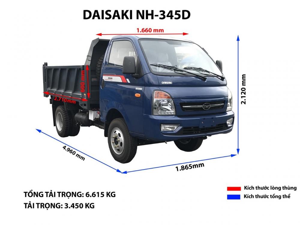 Xe tải 1,5 tấn - dưới 2,5 tấn 2018 - Bán Ben DaiSaKi 2T45 động cơ Isuzu, hỗ trợ vay 80% giá trị xe