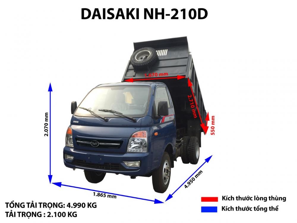 Xe tải 1,5 tấn - dưới 2,5 tấn 2018 - Bán Ben DaiSaKi 2T45 động cơ Isuzu, hỗ trợ vay 80% giá trị xe