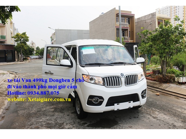 Cửu Long 2018 - Xe tải Van Dongben 490kg 5 chỗ ngồi đi vào thành phố mọi giờ cấm tải