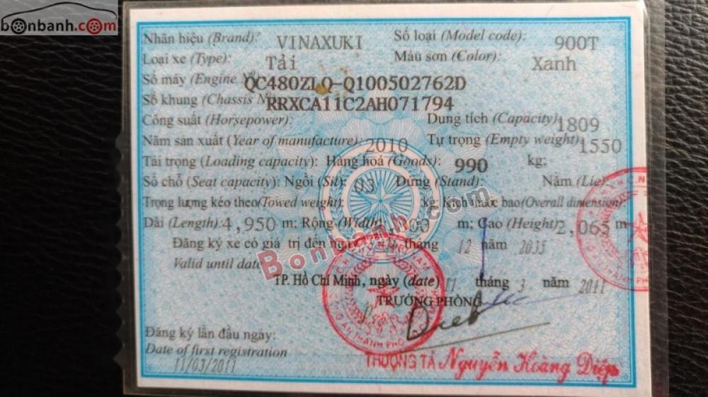 Vinaxuki JINBEI 2011 - Bán Vinaxuki Jinbei năm sản xuất 2011, màu xanh lam