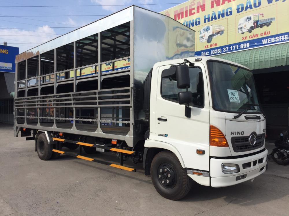 Hino 500 Series 2018 - Bán Hino 2018 6.2 tấn chở xe máy (có bửng nâng) thùng dài 6.6m full inox trả góp