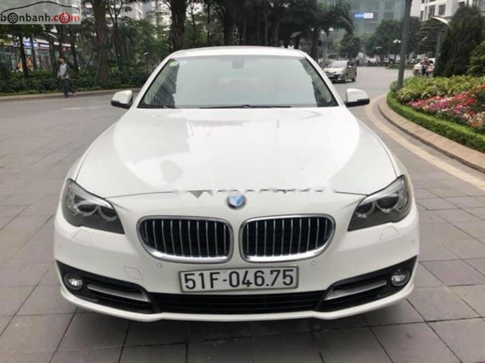 BMW 5 Series 520i 2014 - Cần bán BMW 520i sản xuất 2014 màu trắng kem cửa hít, biển TP, xe 1 chủ từ đầu nên rất giữ gìn