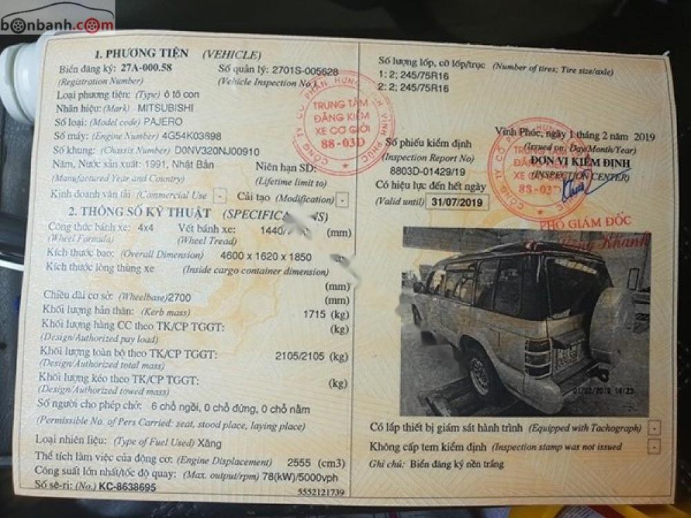 Mitsubishi Pajero 2.4 1991 - Bán Mitsubishi Pajero 2.4 năm 1991, màu bạc, xe nhập