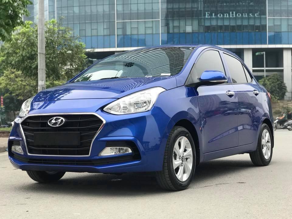 Hyundai Grand i10 1.2 AT 2019 - Hyundai I10 AT sedan xanh dương nhận xe ngay chỉ với 140tr, hỗ trợ đăng ký grab, tặng bộ phụ kiện cao cấp. LH: 0903175312