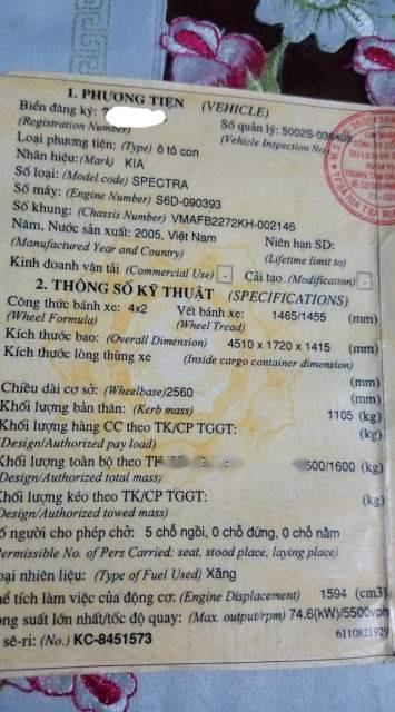 Kia Spectra   2005 - Bán Kia Spectra 2005, màu trắng, 4 chỗ, xe còn mới, giá 110tr