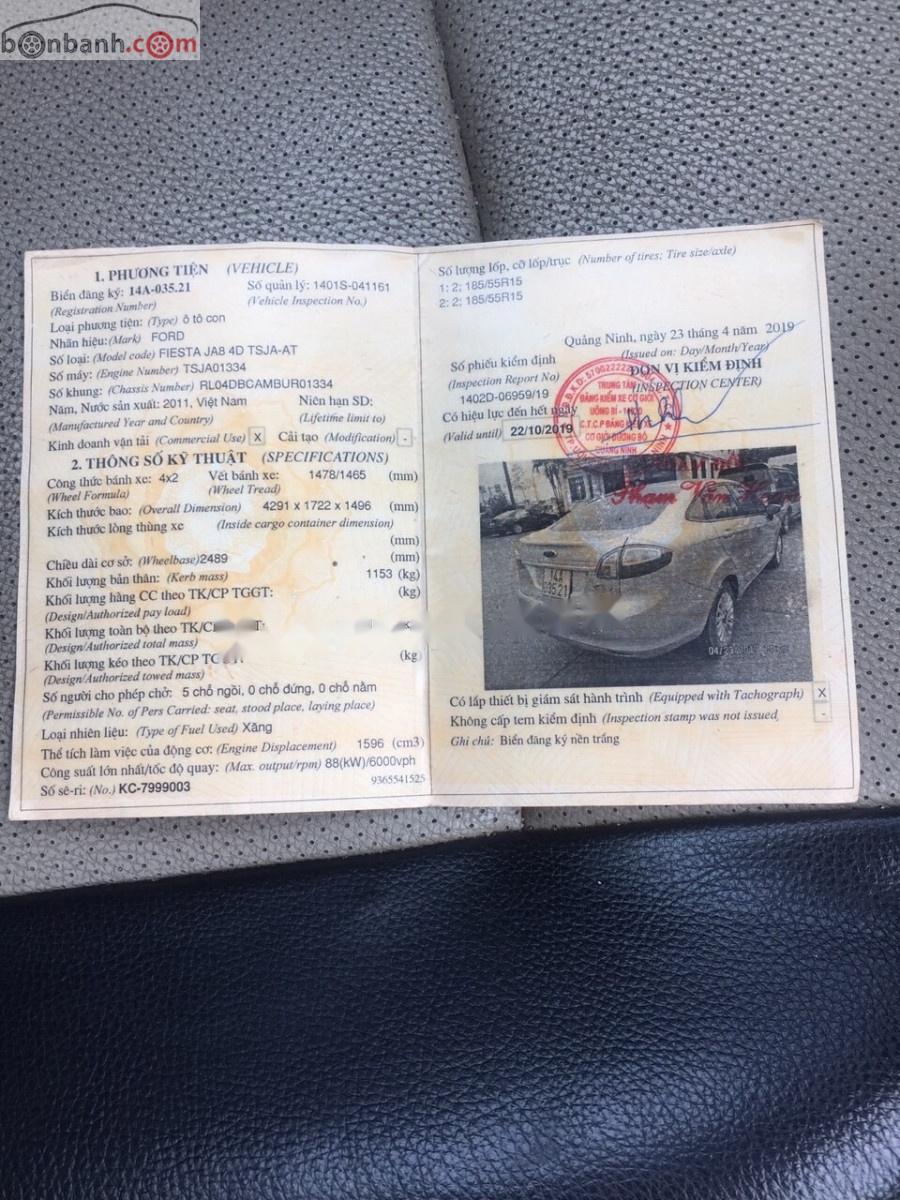 Ford Fiesta 2011 - Bán Ford Fiesta sản xuất 2011, màu vàng cát
