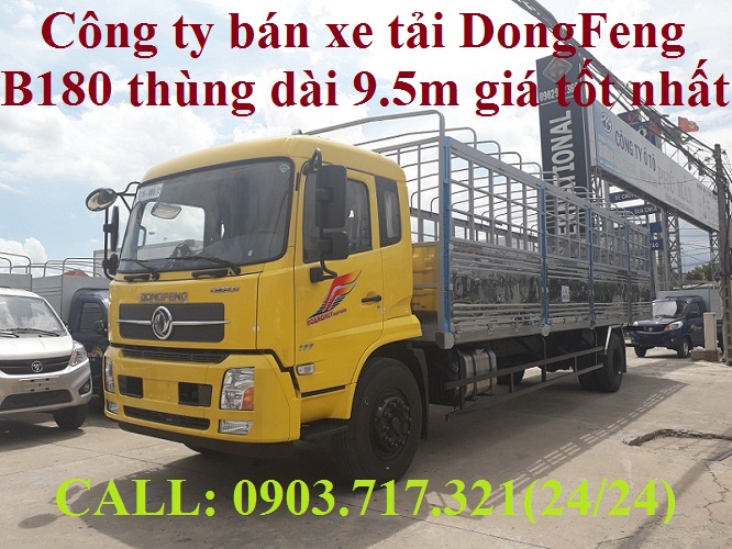 Xe tải 5 tấn - dưới 10 tấn 2019 - Xe tải DongFeng Euro 5 (Xe tải DongFeng B180) thùng bạt dài 9m5, thùng kín dài 9m7