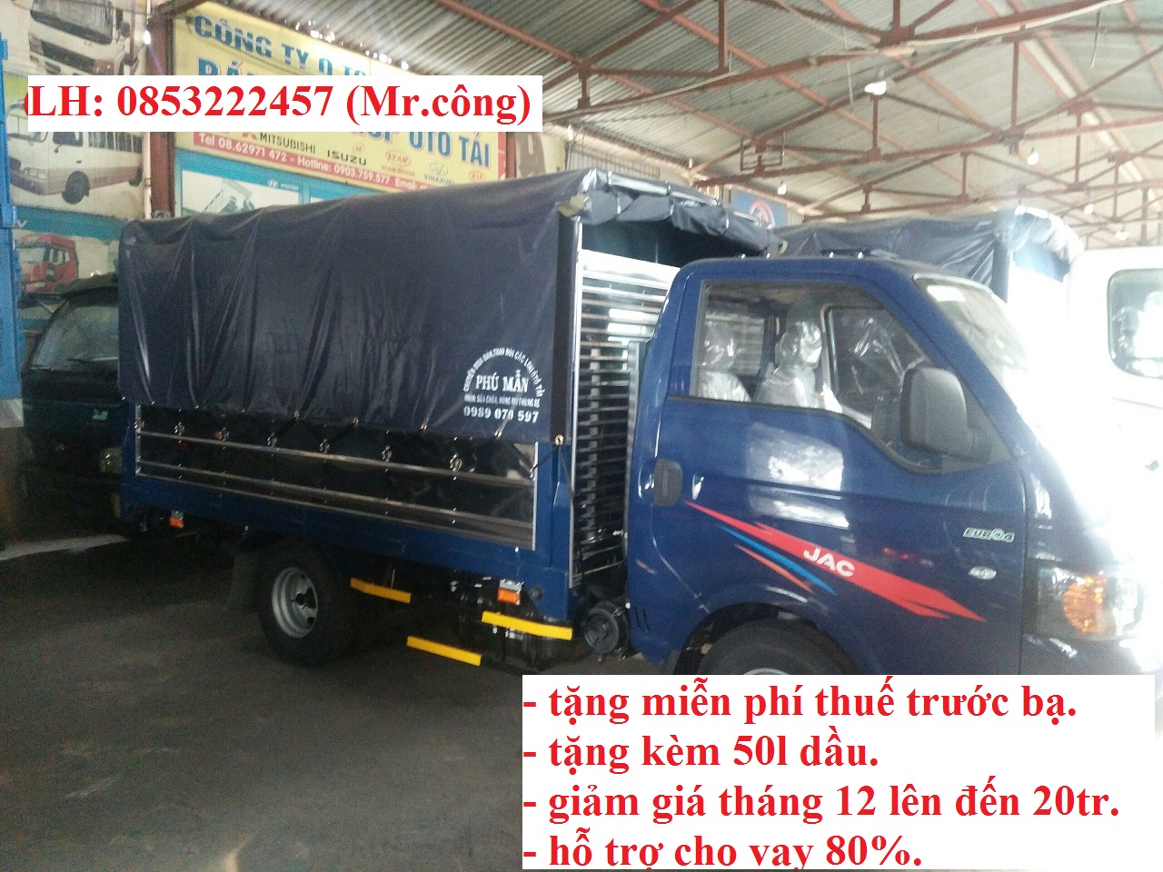 2019 - Cần bán xe JAC HFC x99 (990kg) - khuyến mãi 100% phí trước bạ đời 2019, màu xanh lam