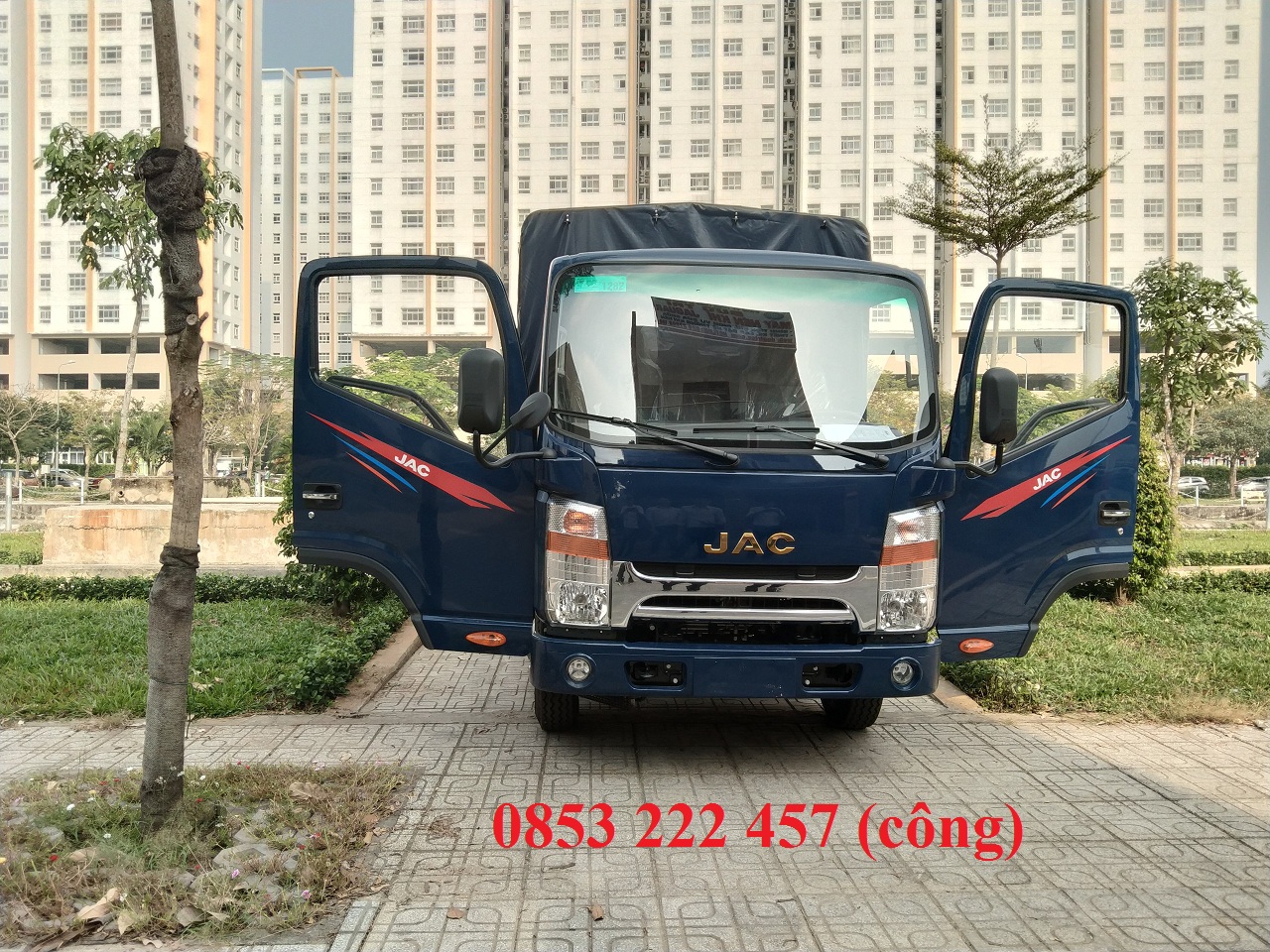 N350   2019 - Cần bán xe JAC HFC N350 (3.5 tấn) - thùng bạt 4m3 năm 2019, màu xanh lam