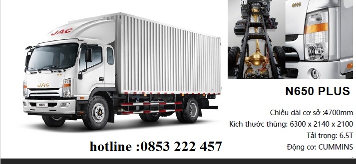 N650  2020 - Cần bán JAC HFC N650( 6 tấn 5) thùng kín, hỗ trợ mua trả góp đời 2020, màu bạc, 645tr