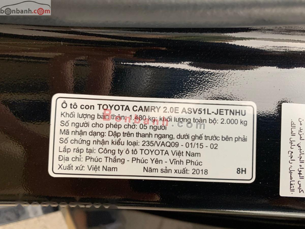 Toyota Camry   2018 - Cần bán xe Toyota Camry 2.0E 2018, màu đen, giá 850tr