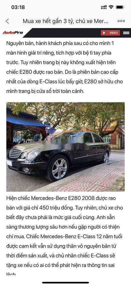 Mercedes-Benz E class  E280 2008 - Cần bán lại xe Mercedes E280 năm sản xuất 2008, xe nhập chính chủ giá cạnh tranh