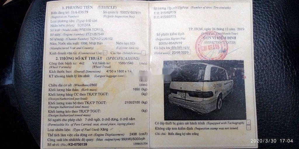 Toyota Previa 1996 - Cần bán Toyota Previa đời 1996, màu trắng, nhập khẩu nguyên chiếc chính chủ