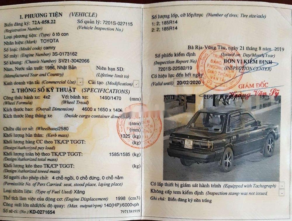 Toyota Camry   1986 - Cần bán lại xe Toyota Camry sản xuất năm 1986, màu đen, nhập khẩu