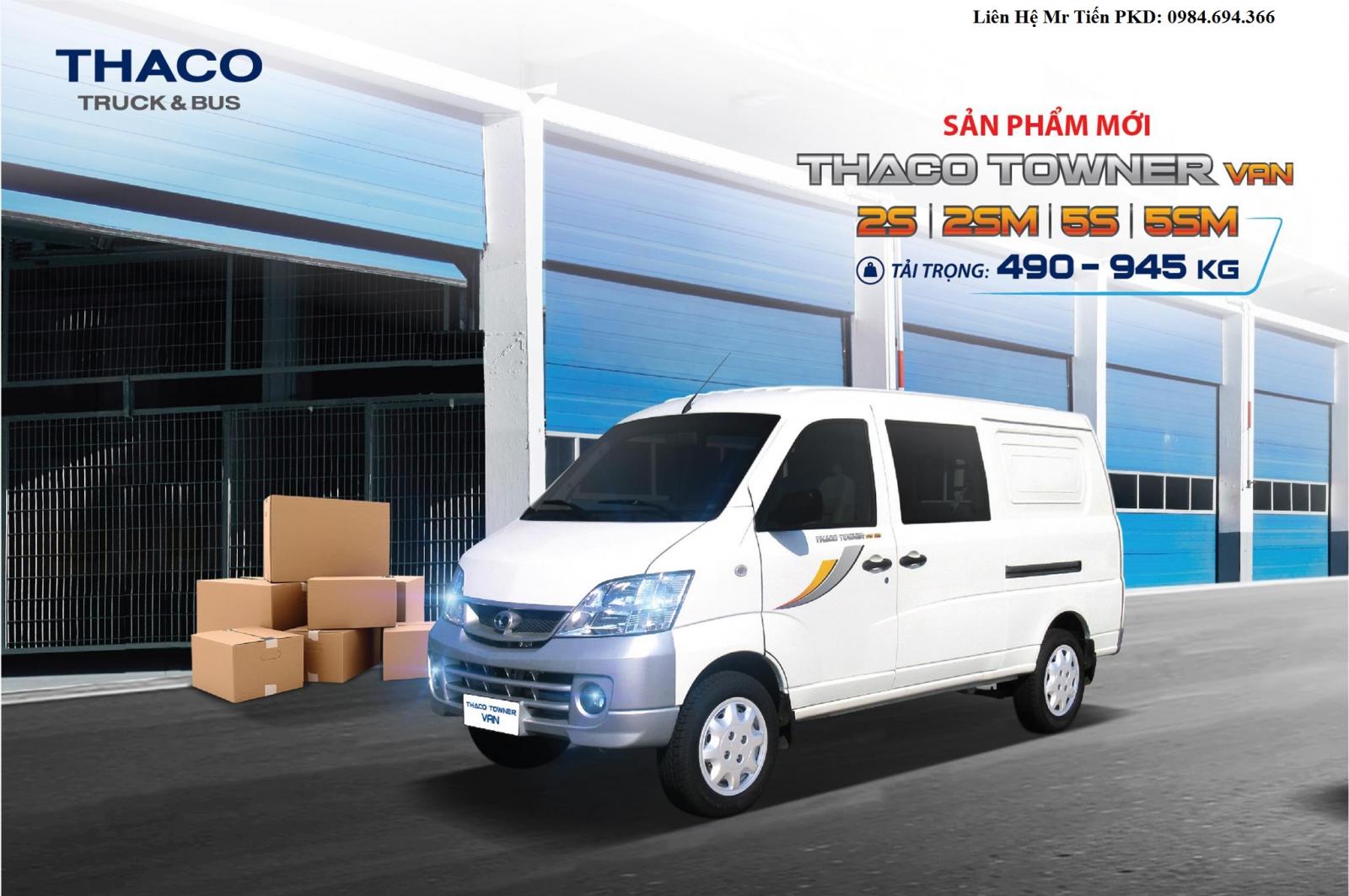 Thaco TOWNER Van 2020 - Bán xe tải Thaco Van máy Suzuki 2 chỗ 5 chỗ, tải 490 nâng tải 750 hoặc 945kg vào phố, khoang chứa hàng 2.1m