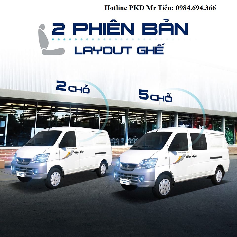 Thaco TOWNER Van 2020 - Bán xe tải Thaco Van máy Suzuki 2 chỗ 5 chỗ, tải 490 nâng tải 750 hoặc 945kg vào phố, khoang chứa hàng 2.1m