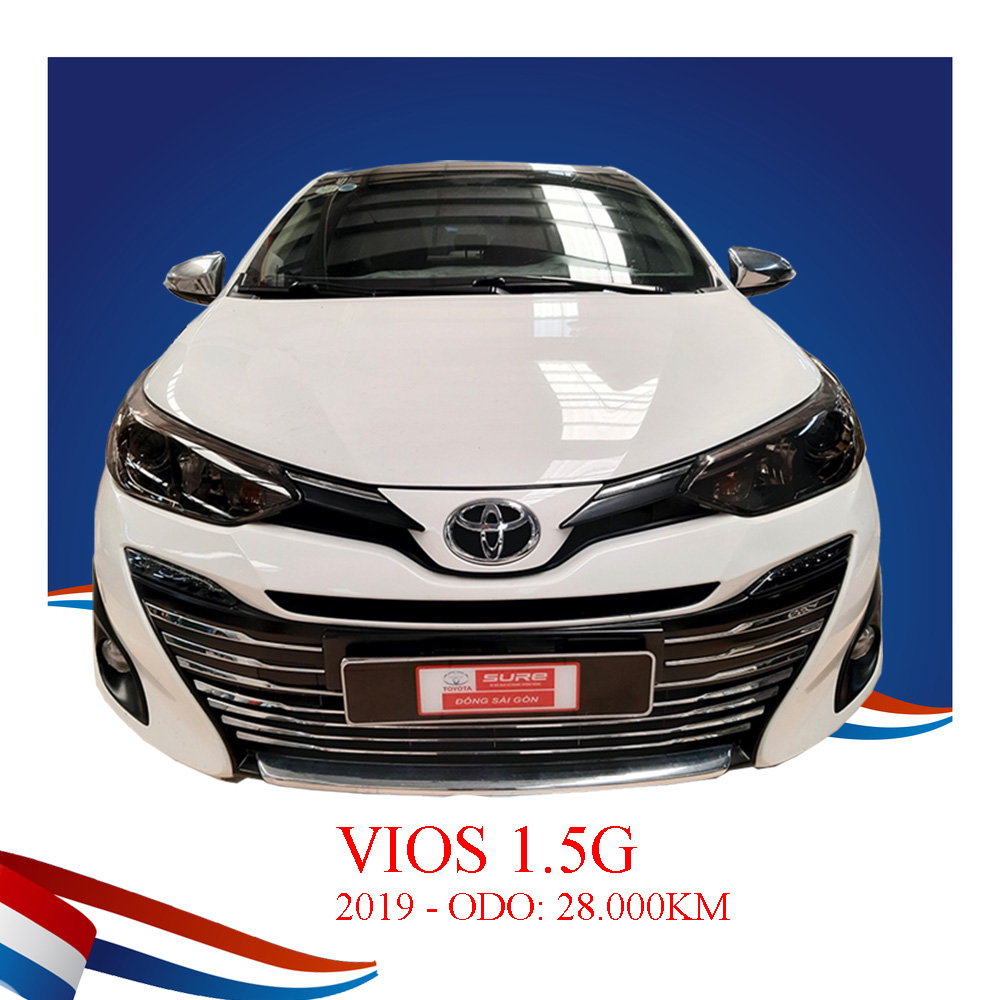 Toyota Vios 1.5G 2019 - Xe Toyota Vios 1.5G năm 2019, màu trắng, số tự động, 570tr