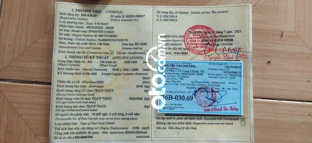 Mercedes-Benz Sprinter 313 2010 - Bán Mercedes Sprinter 313 năm 2010, màu bạc