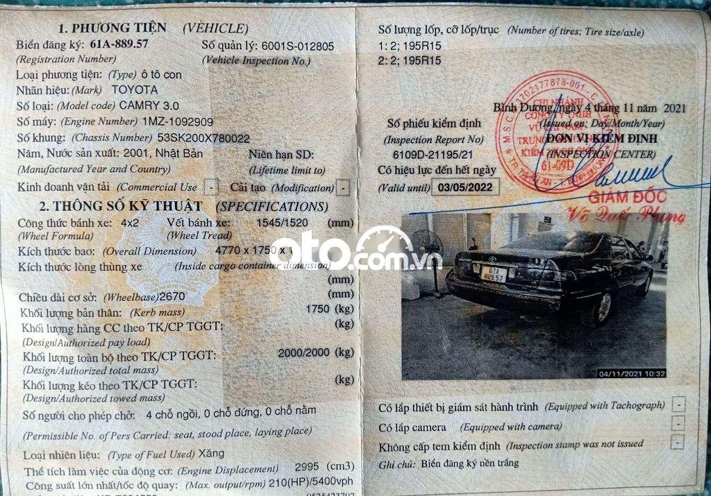 Toyota Camry 3.0V 2001 - Cần bán lại xe Toyota Camry 3.0V năm 2001, nhập khẩu số sàn