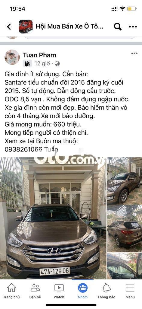 Hyundai Santa Fe 2015 - Bán ô tô Hyundai Santa Fe 2.4L máy xăng, tiêu chuẩn năm 2015 còn mới