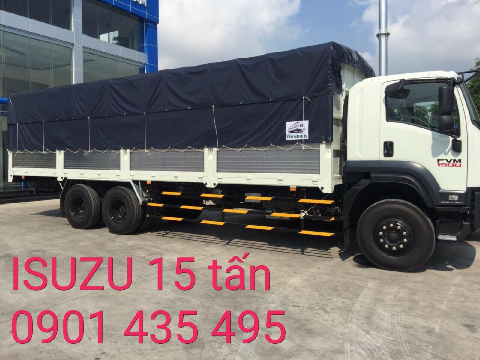 Isuzu FVM1500 2022 - Isuzu 3 chân, 15 tấn, thùng bạt dài 9.3m, khuyến mại tiền mặt 30tr