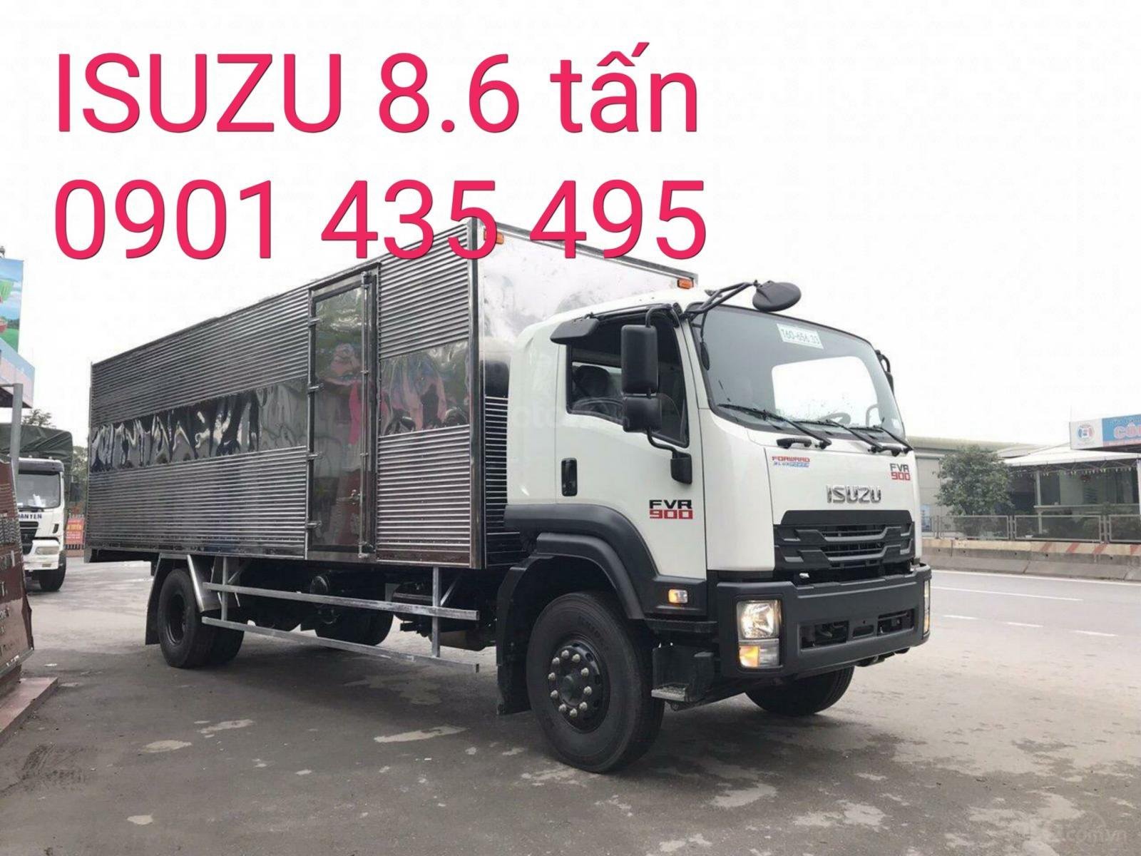 Isuzu FVR900 2023 - Xe 8.6 tấn thùng kín 7.3m. KM: Tiền 30tr, máy lạnh, 12 phiếu bảo dưỡng, radio MP3