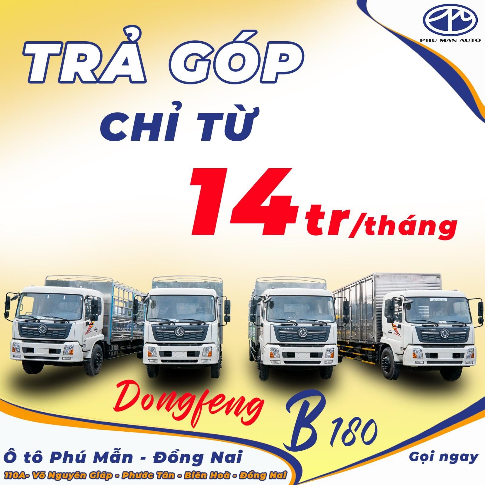 Dongfeng (DFM) B180 2022 - Xe tải 9 tấn, thùng 8.8 mét phiên bản Euro5