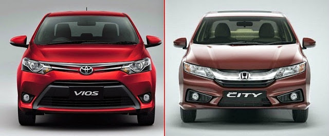 So sánh thiết kế đầu xe Honda City MT và Vios