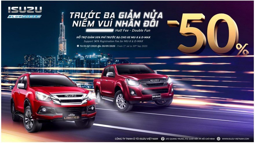 Isuzu Việt Nam hỗ trợ 50% phí trước bạ 