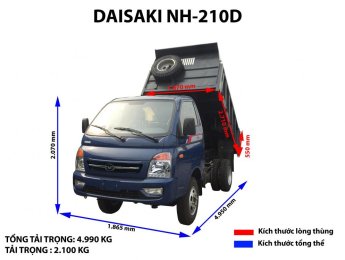 Xe tải 1,5 tấn - dưới 2,5 tấn 2018 - Bán xe ben Daisaki 2.1 tấn, thùng xe 2.5, khối động cơ Isuzu, giá gốc nhà máy