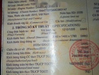 Thaco TOWNER 2010 - Cần bán Thaco Towner sản xuất năm 2010, màu trắng