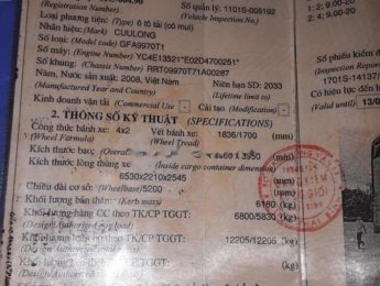 Fuso L315 TMT  2008 - Bán xe Cửu Long 7 - 9 tấn TMT năm sản xuất 2008, màu trắng
