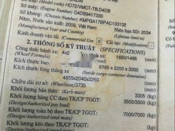 Hyundai HD 72 2009 - Cần bán xe Hyundai HD 72 đời 2009, màu xanh  